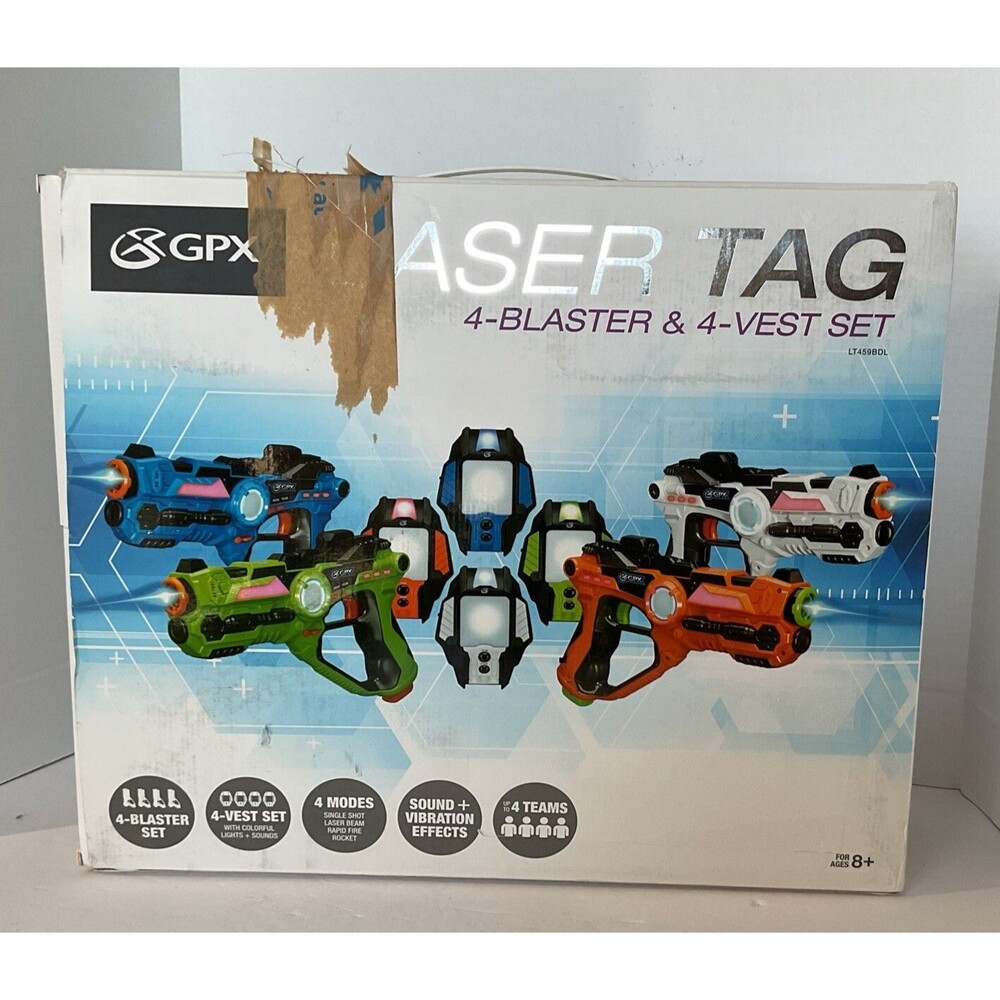 GPX Laser Tag Set of 4 Blasters and 4 Vests